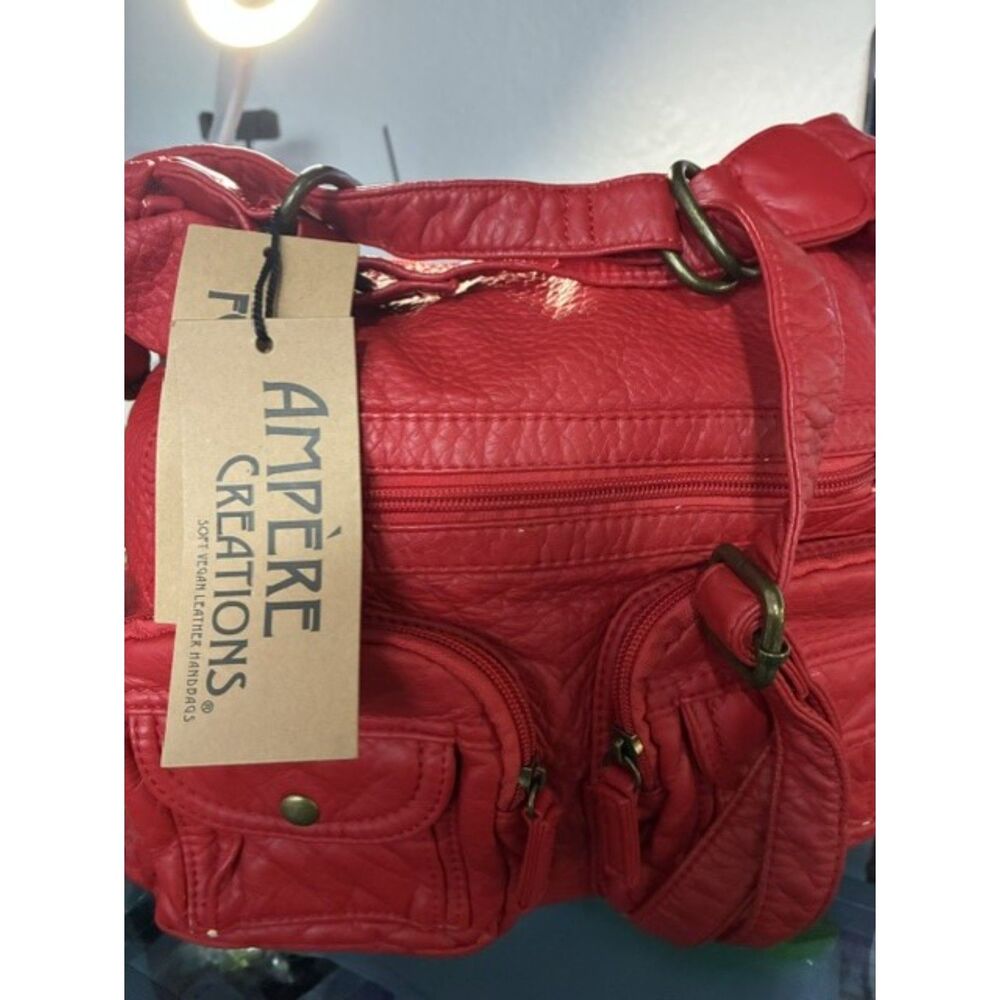 Ampere Creations Red 3-in-1 Convertible Backpack Crossbody Vegan Leather NWT - Picture 4 of 6